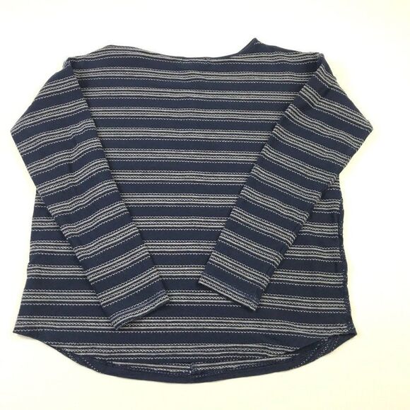 Chaps Womens Cotton Textured Knit Top Striped Shirt Long Sleeve Casual S Small - Picture 10 of 11